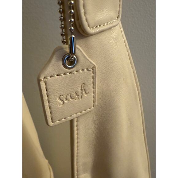Sash Crossbody Sling Bag Cream Faux Leather | Travel Bag | Hidden Pockets - Picture 3 of 9